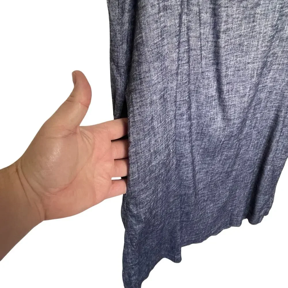 THEORY Women’s Narlica Linen Blend Blue Chambray Shift Dress size 4 - Picture 4 of 6